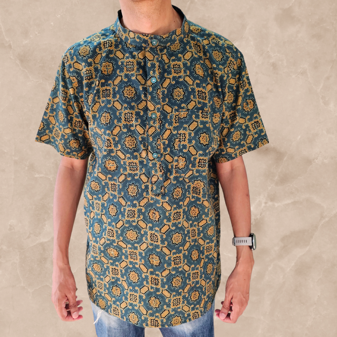 Mens Teal Mustard Shirt