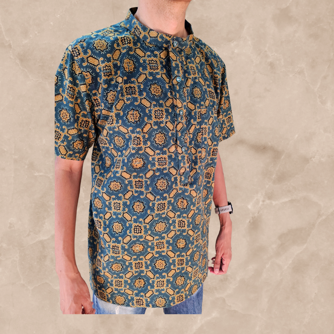 Mens Teal Mustard Shirt