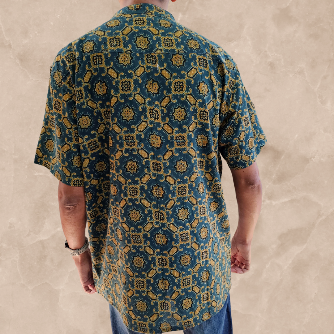 Mens Teal Mustard Shirt